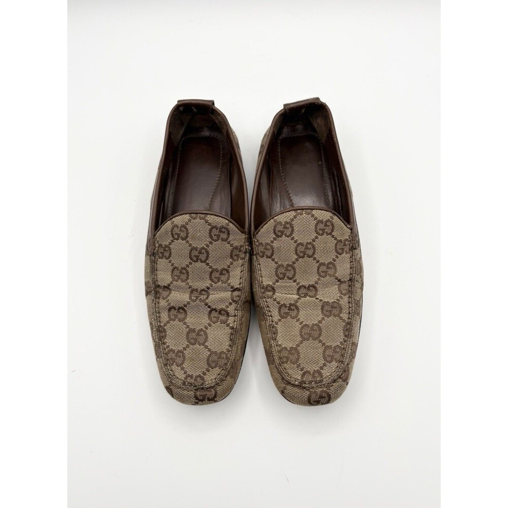 Gucci Loafers Brown GG Canvas & Leather Vintage Mules Vintage Y2K Size 35 5